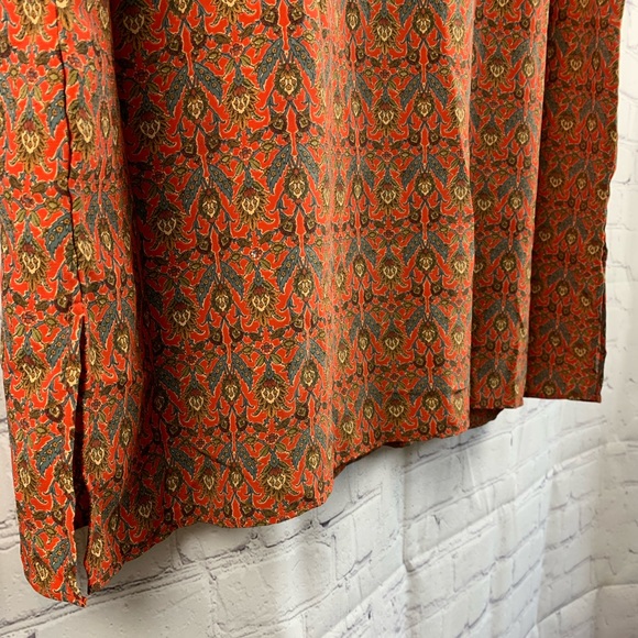 VINTAGE MOMENTUM Blouse 1960’s Red Floral & Geometric Print - Picture 9 of 13